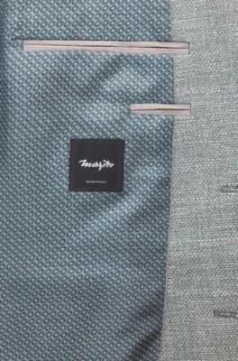 Regular-fit blazer in micro-patterned Italian cotton, Dark Green