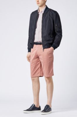 Slim-fit shirt in flamingo-print Italian cotton, Open Red