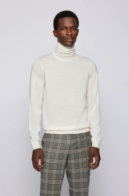 BOSS - Turtleneck sweater in extra-fine Italian merino wool