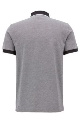 Regular-fit polo shirt in three-colored cotton piqu&eacute;, Black