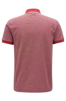 Regular-fit polo shirt in three-colored cotton piqu&eacute;, Dark Red