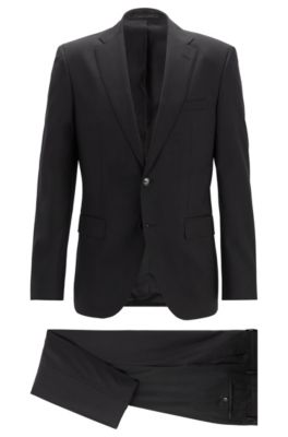Regular-fit suit in virgin wool serge, Black