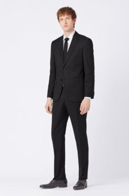 Regular-fit suit in virgin wool serge, Black