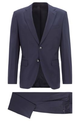 Regular-fit suit in virgin wool serge, Dark Blue