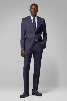 Regular-fit suit in virgin wool serge, Dark Blue