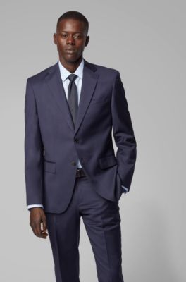 Regular-fit suit in virgin wool serge, Dark Blue