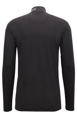 Extra-slim-fit jersey top with moisture management, Black