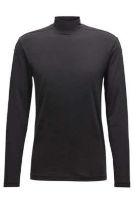 Extra-slim-fit jersey top with moisture management, Black