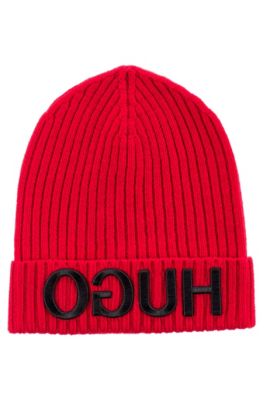 HUGO - Unisex beanie hat in wool with reverse logo