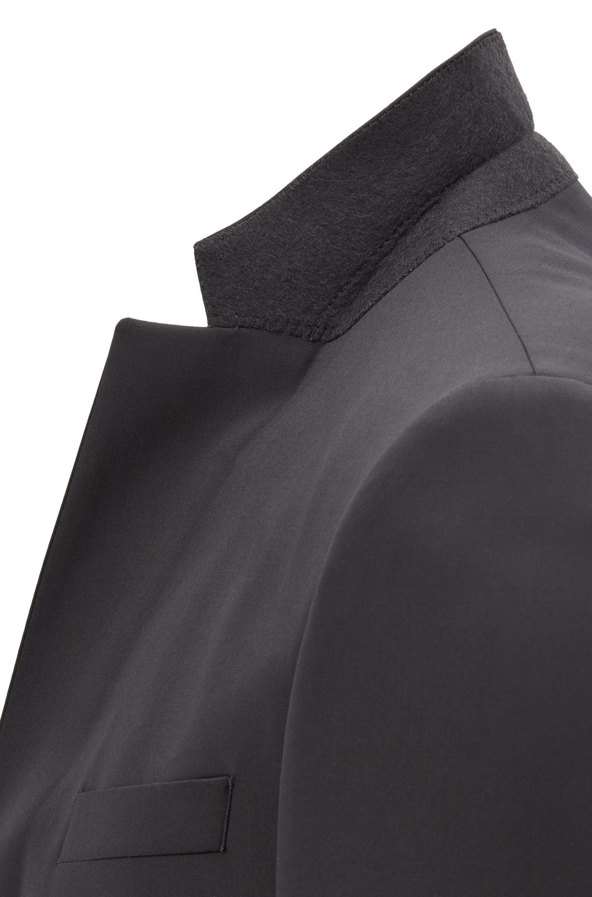 Slim-fit tuxedo in virgin wool with silk trims, Black
