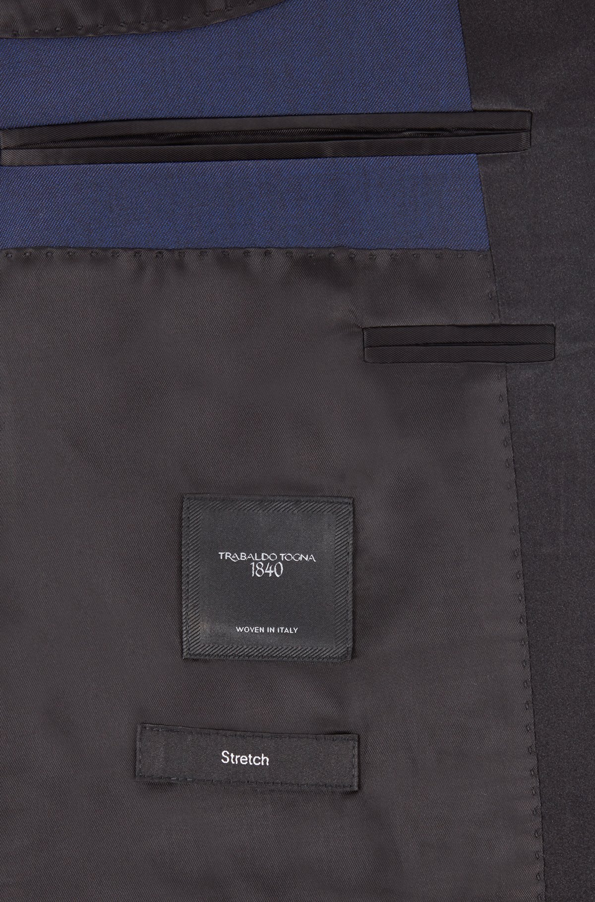 Slim-fit tuxedo in virgin wool with silk trims, Dark Blue