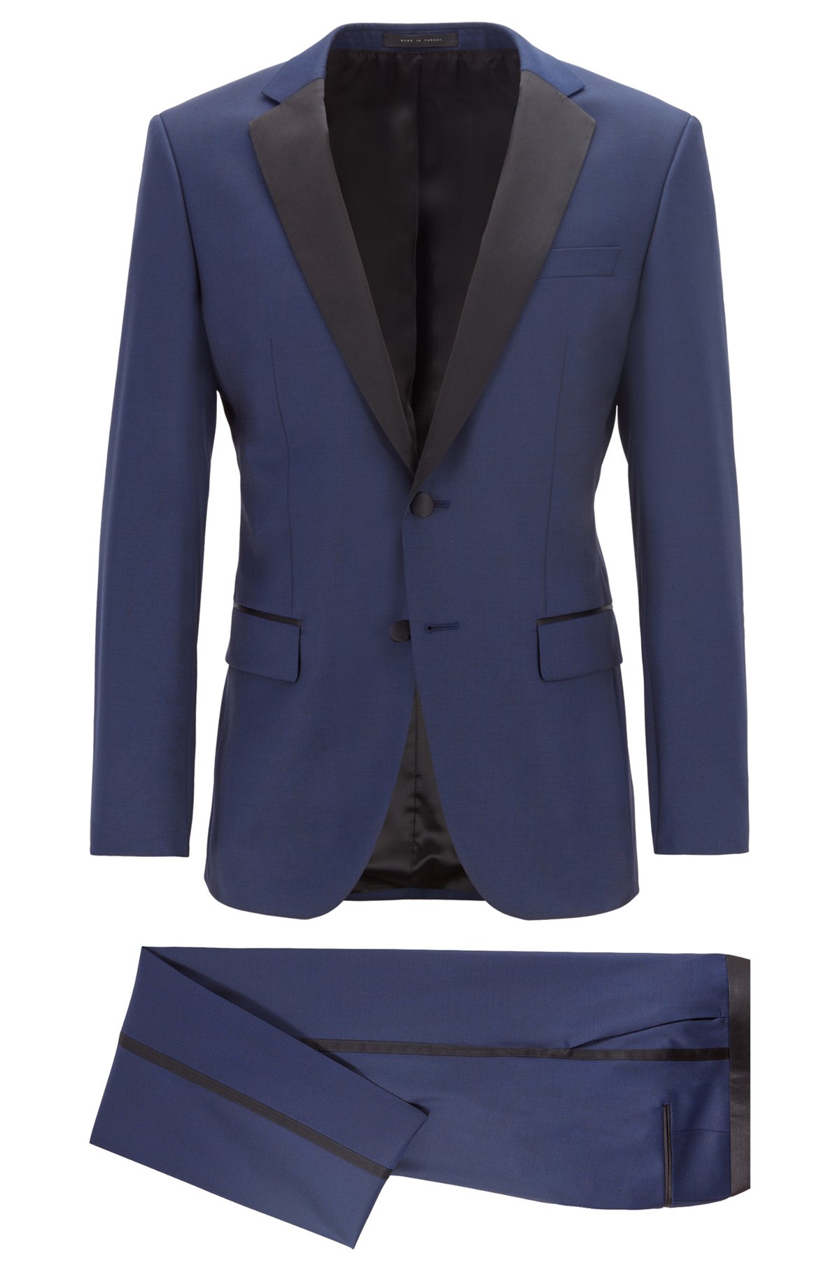 BOSS - Slim-fit tuxedo in virgin wool with silk trims - Dark BOSS - Slim-fit tuxedo in virgin wool with silk trims - Dark