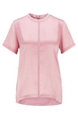 Hugo Boss - Regular Fit Jersey Top With Stretch Silk Front - Light Pink