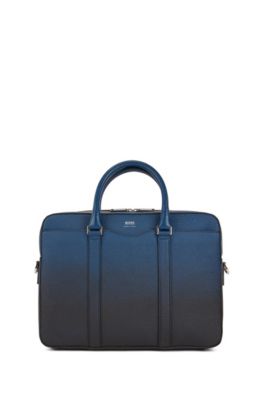 hugo boss signature embossed leather single zip briefcase