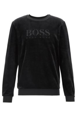 boss velour crew neck sweatshirt
