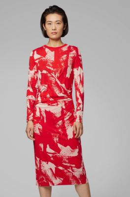 long sleeve patterned dress