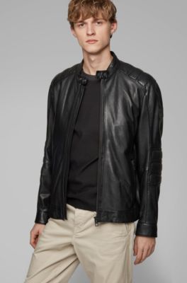 hugo boss slim fit leather jacket