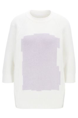 Hugo Boss - Relaxed-fit Cotton Sweater With Raglan Sleeves - Patterned