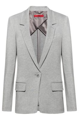Hugo Boss - Long-length Regular-fit Jacket In Heavyweight Jersey - Grey