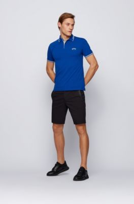 Hugo Boss Slim-fit polo shirt in stretch piqué with curved logo. 3