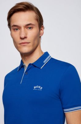 Hugo Boss Slim-fit polo shirt in stretch piqué with curved logo. 5