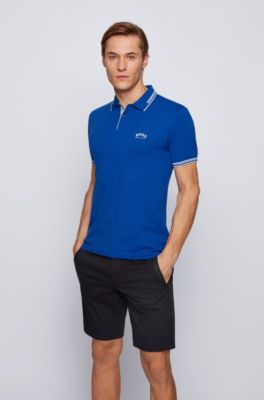 Hugo Boss Slim-fit polo shirt in stretch piqué with curved logo. 2