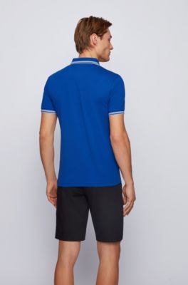 Hugo Boss Slim-fit polo shirt in stretch piqué with curved logo. 4