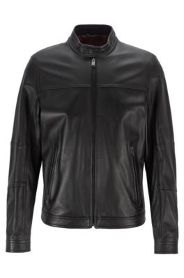 hugo boss leather coat