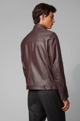 hugo boss red leather jacket