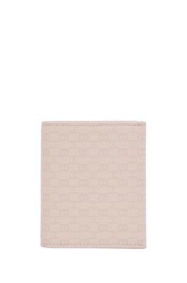 Hugo Boss Zippered Wallet In Fabric With All-over Monogram Print In Light Pink