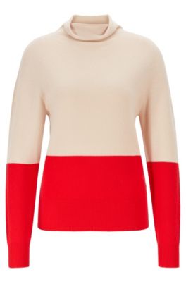 Hugo Boss - Seamless Color Block Sweater In Pure Cashmere - Patterned