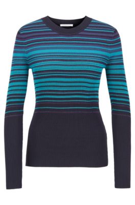 HUGO BOSS HUGO BOSS - CREW NECK SWEATER WITH COLORFUL STRIPES AND METALIZED FIBERS - PATTERNED