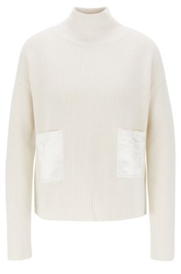 Hugo Boss Faonia Cotton & Cashmere Sweater In Natural