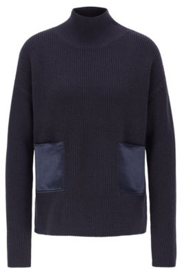 Hugo Boss - Regular Fit Sweater In Cotton And Cashmere - Open Blue