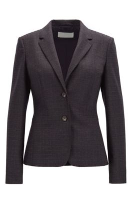 Hugo Boss Slim-fit Jacket In Super-stretch Italian Virgin Wool In Patterned