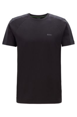 Hugo Boss Regular-fit T-shirt With Logo-tape Sleeves In Black