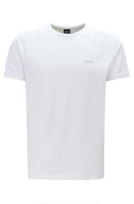 Hugo Boss - Regular Fit T Shirt With Logo Tape Sleeves - White