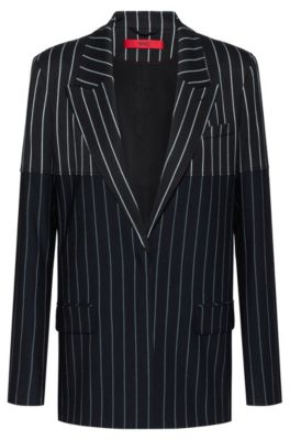 Hugo Boss - Regular Fit Jacket With Mixed Vertical Stripes - Black