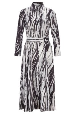 zebra print midi shirt dress
