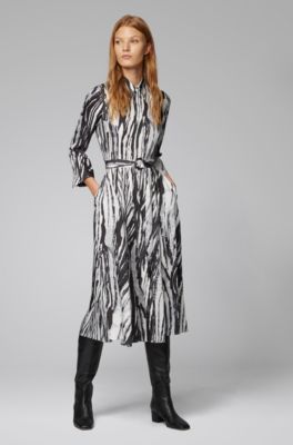 zebra print midi shirt dress