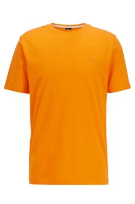 Hugo Boss - Regular Fit T Shirt With Raw Cut Neckline - Orange