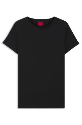 Slim-fit T-shirt in cotton, Black