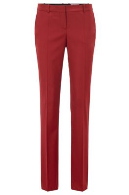 Hugo Boss - Regular Fit Pants In Italian Virgin Wool - Dark Red