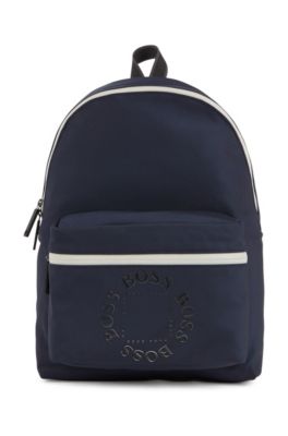 Backpack in structured nylon with logo detailing, Dark Blue