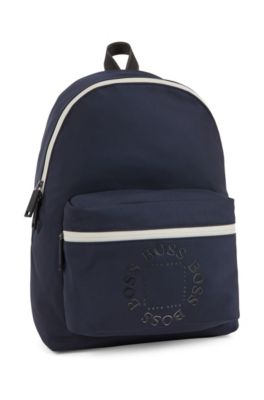 Backpack in structured nylon with logo detailing, Dark Blue