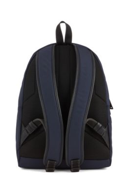 Backpack in structured nylon with logo detailing, Dark Blue
