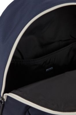 Backpack in structured nylon with logo detailing, Dark Blue
