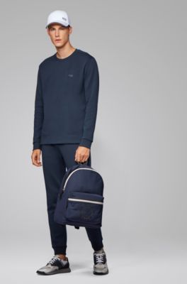 Backpack in structured nylon with logo detailing, Dark Blue