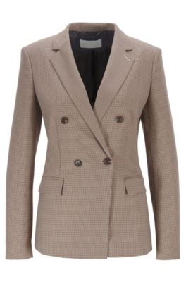 Hugo Boss Regular-fit Jacket In Houndstooth With Double-breasted Closure In Patterned