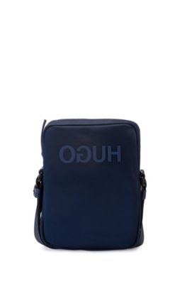 Hugo Boss - Reverse Logo Reporter Bag In Nylon Gabardine - Dark Blue